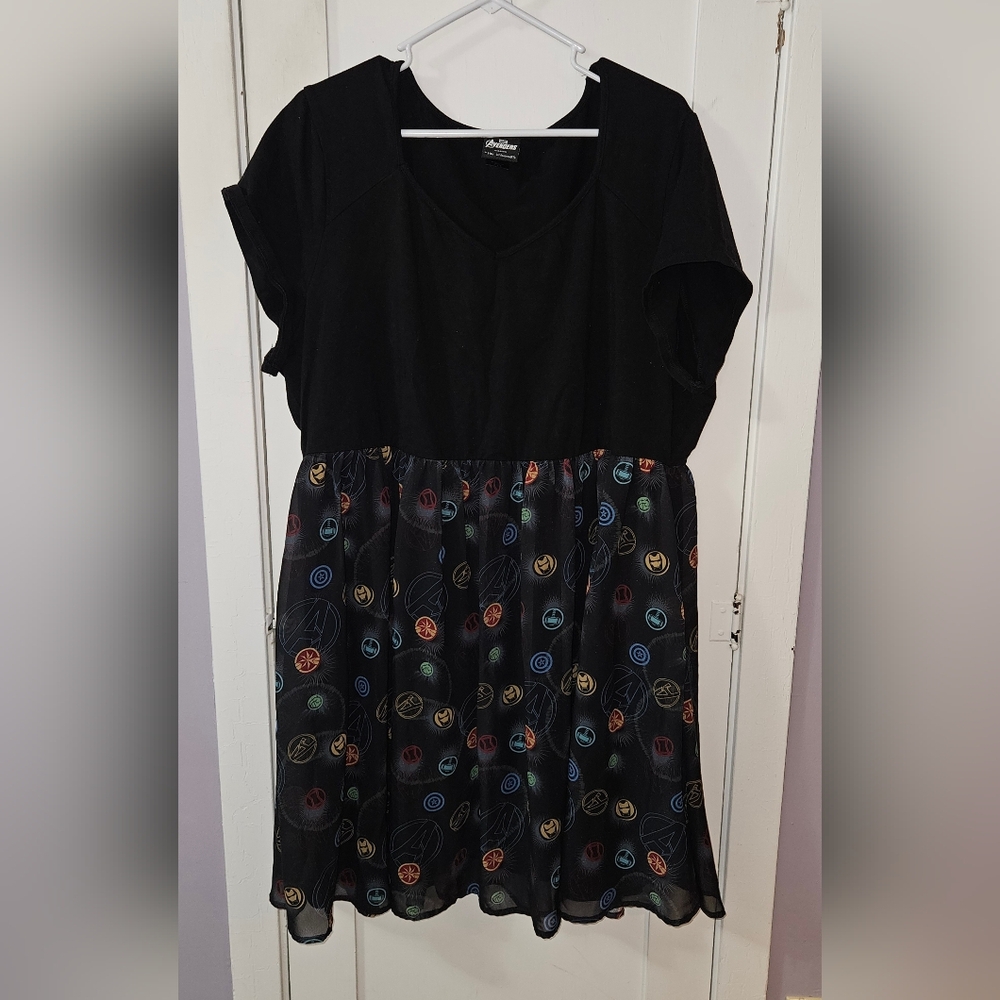 Her Universe Black Dress with Multicolor Pattern